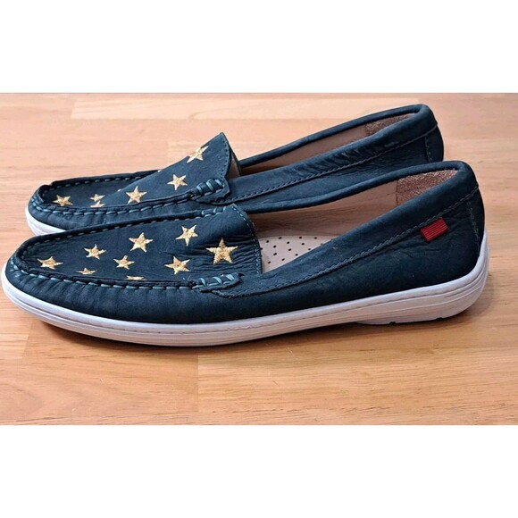 Marc Joseph Madison Leather Nubuck Loafers Big Kid Size 3.5 Green w/ Gold Stars - Picture 9 of 16